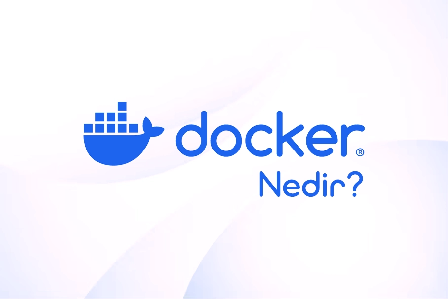 Docker logosu ve konteyner mimarisini gösteren şematik görsel