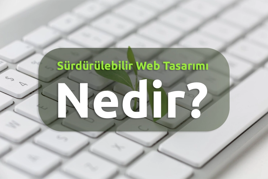Yeşil yapraklar ve enerji tasarrufu simgeleriyle sürdürülebilir web sitesini temsil eden illüstrasyon