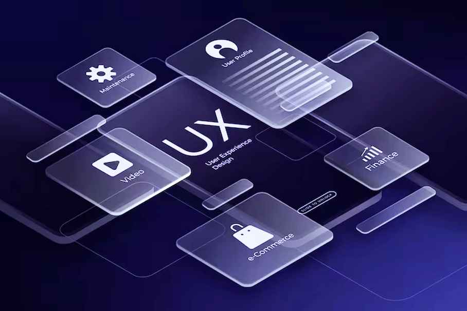 UI (buton, renk) ve UX (kullanıcı yol haritası) kavramlarını yan yana gösteren illüstrasyon