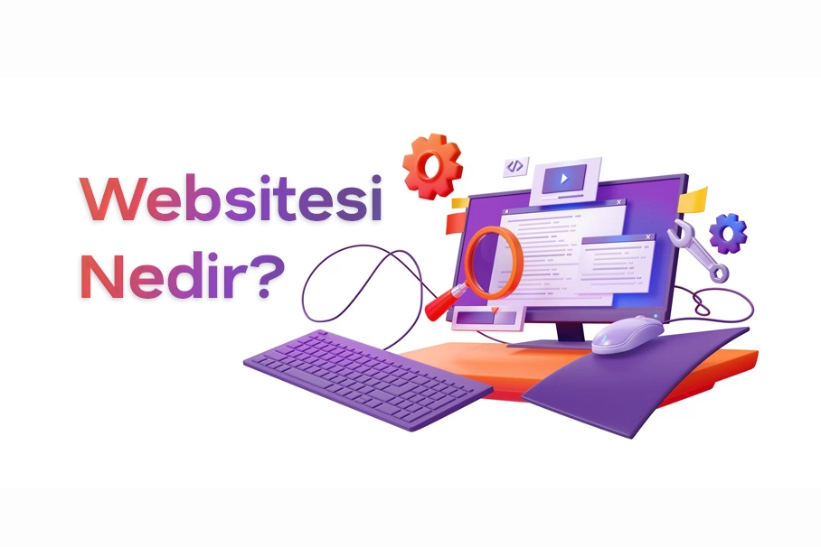 Websitesi Nedir başlığını temsil eden, farklı web sitesi türlerini ve yapım aşamalarını gösteren grafik